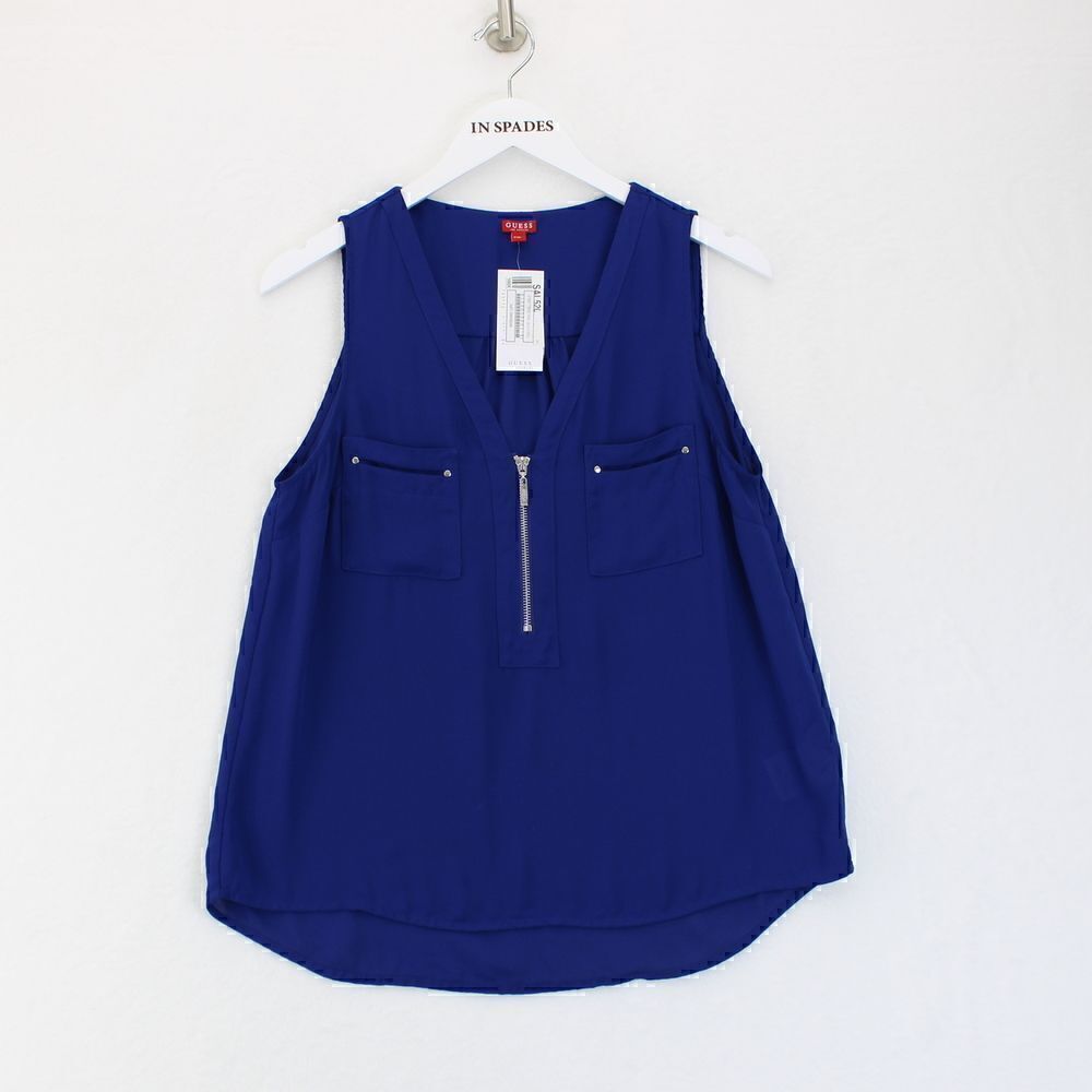 Guess Sleeveless Front Pocket Blouse